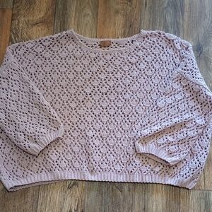 POL Women's Mauve Crochet Sweater comfortable Cozy Size Medium